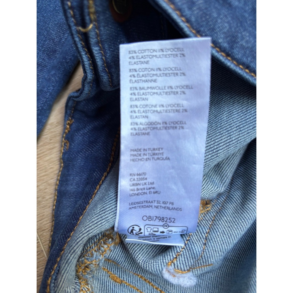 Pilcro and the Letterpress High Rise Flare Jeans Dark Wash Front Patch Pocket 31 - Picture 10 of 11